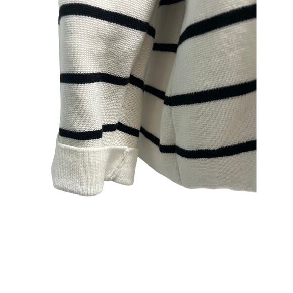 Cache 100% Cotton - Black x White Striped Knit Blazer Size 12 - Picture 6 of 7